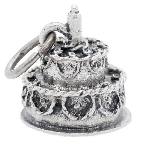 Vintage Sterling Silver Birthday Cake "Happy Birthday" Charm