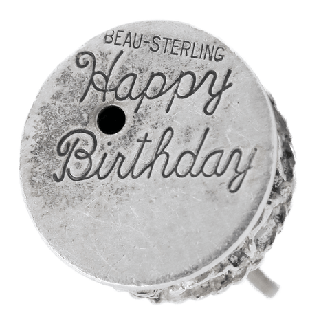 Vintage Sterling Silver Birthday Cake "Happy Birthday" Charm