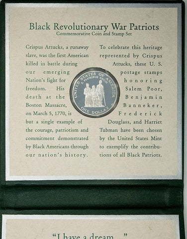 1998 Black Revolutionary War Patriots Silver Proof & Stamps Commemorative Set