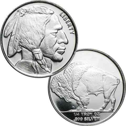 Buffalo Nickel Design 1/4 oz .999 Silver Rounds