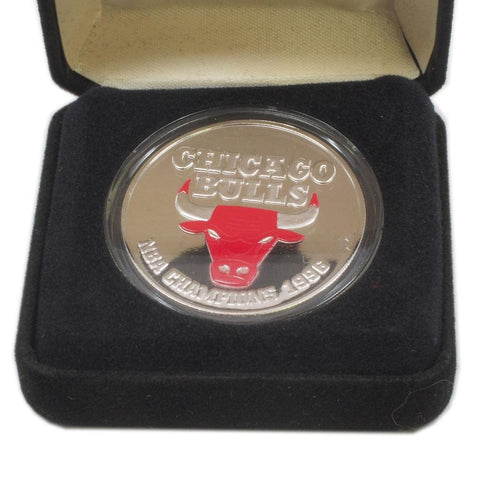1996 Chicago Bulls 1oz Silver Medallion w/ Red-Colored Face