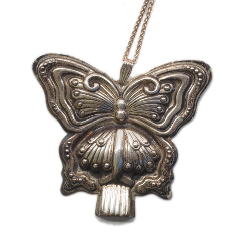 Reed & Barton Sterling Silver Butterfly Whistle Pendant w/ Chain