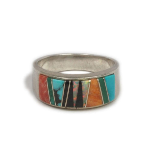 Vintage Navajo Calvin Begay Sterling Turquoise Multi Store Ring - Men's 11 3/4