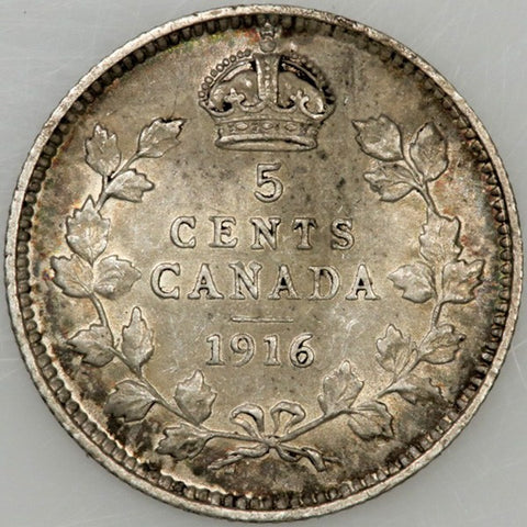 1916 Canada 5 Cent Silver KM.22 - Extremely Fine