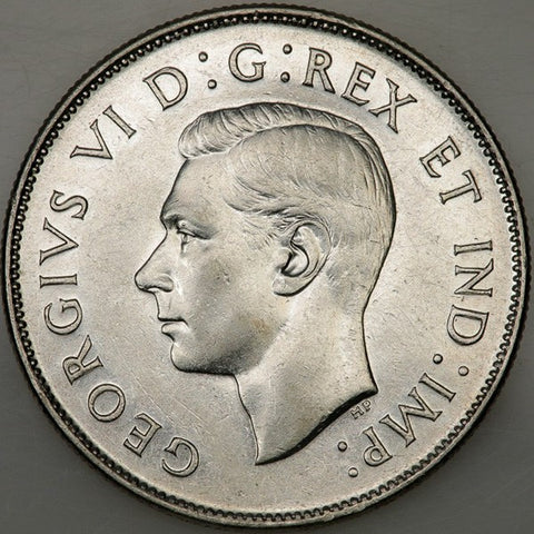 1947 Curved 7 Canada 50 Cent Silver KM.36 - Uncirculated