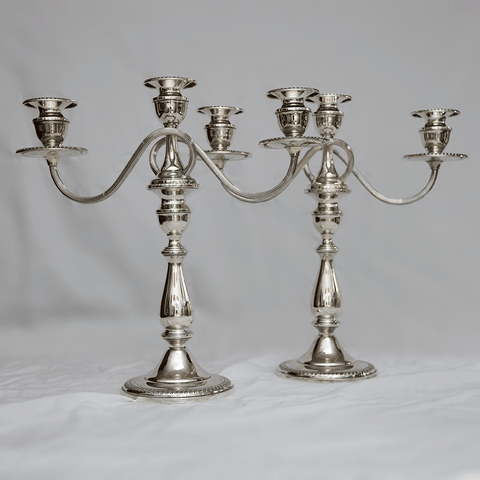 Mid-Century Pair of Mueck Carey Convertible Sterling Candelabras