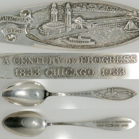 1933 Watson Co Sterling Silver Century of Progress Municipal Pier Souvenir Spoon