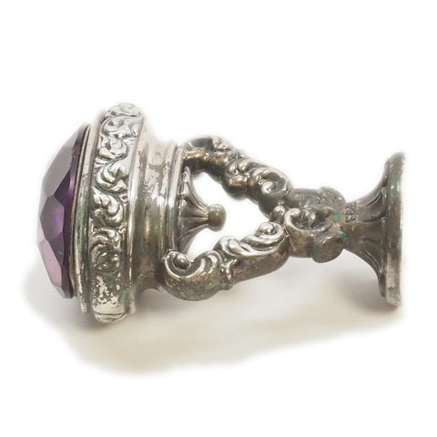 Antique Sterling Silver Amethyst Wax Seal "D" by F & B