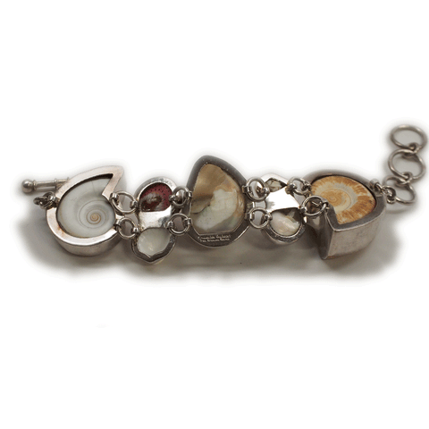 Charles Albert Designer Signed Sterling Silver Nautical Shell Bracelet