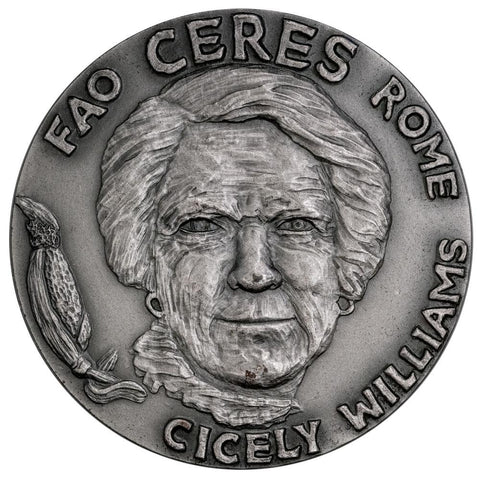 1977 FAO Ceres/Cicely Williams Sterling Silver Medal 50mm - Uncirculated