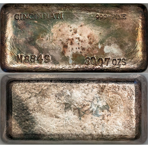 Rare Cincinnati Gold & Silver Refining Co. 30.07toz .999 Silver Bar