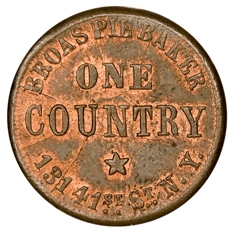 1863 Broas Brothers Pie Bakers Civil War Token Fuld-NY-630M-9a (R5) - Choice Uncirculated