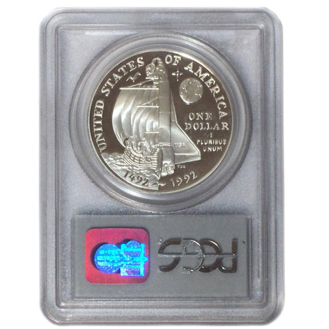 1992-P Columbus Quincentenary Silver Dollar in PCGS PR69DCAM