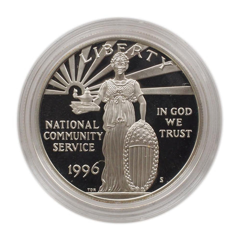 1996 National Community Service Commemorative Proof Dollar - Gem Proof in OGP