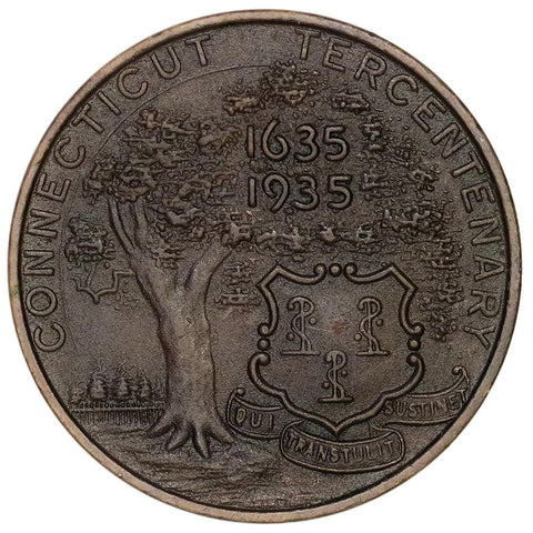 1935 Connecticut Tercentenary Bronze Medal 32mm - Brown Uncirculated