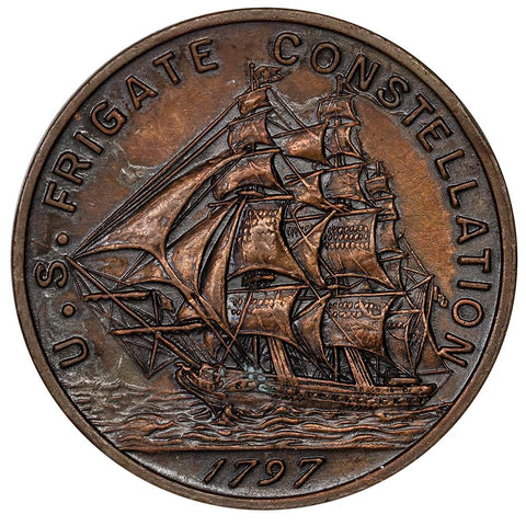 1955 (1797) U.S. Frigate Constellation 30mm Medal - Struck From Ship Metal