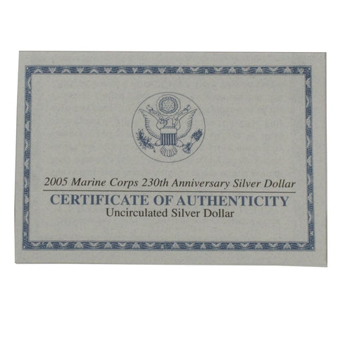 2005 Marine Corps Anniversary Silver Dollar - PQBU in OGP w/ COA