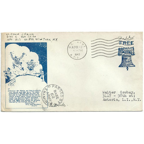 April 12, 1943 - Joe Plooka Patriotic Cover - Free Postage (To Walter Czubay)