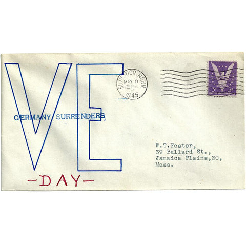 May 8, 1945 Handmade V-E Day Cache Patriotic Cover