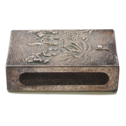 Danish Silver Plate Figural Repousse Cigarrette Case Box
