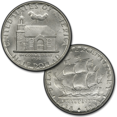 1936 Delaware Silver Commemorative Half Dollar - Brilliant Uncirculated