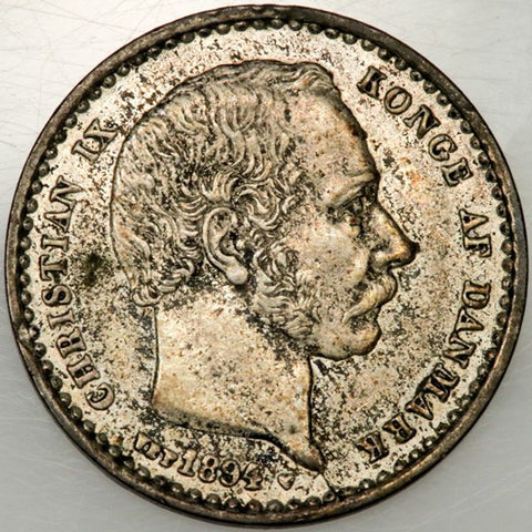 1894-VBP Denmark Silver 25 Ore KM.796.2 - About Uncirculated