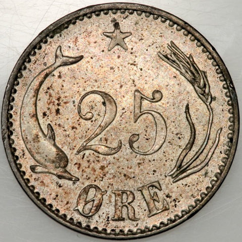 1894-VBP Denmark Silver 25 Ore KM.796.2 - About Uncirculated