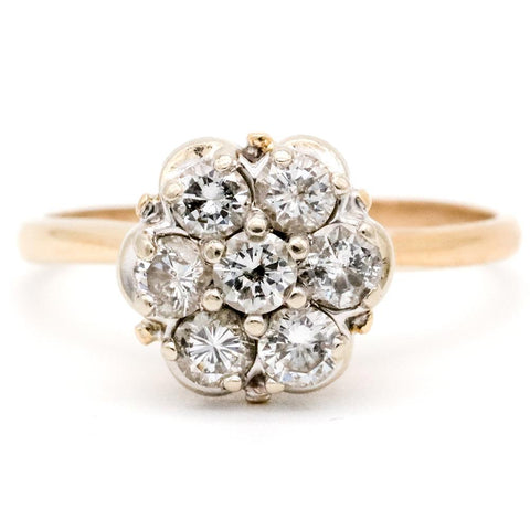 Vintage 14K White & Yellow Gold Diamond Engagement Ring - Size 9 1/2