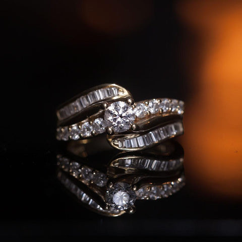 14K Gold Diamond Engagement/Wedding Ring - 1.35 Total Carat Weight