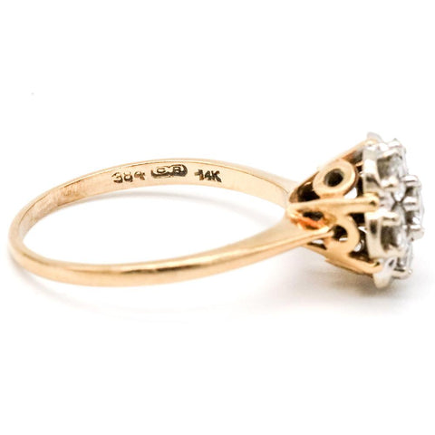 Vintage 14K White & Yellow Gold Diamond Engagement Ring - Size 9 1/2