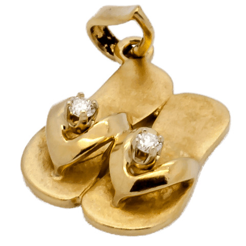14K Gold & Diamond Flip Flops Charm/Pendant