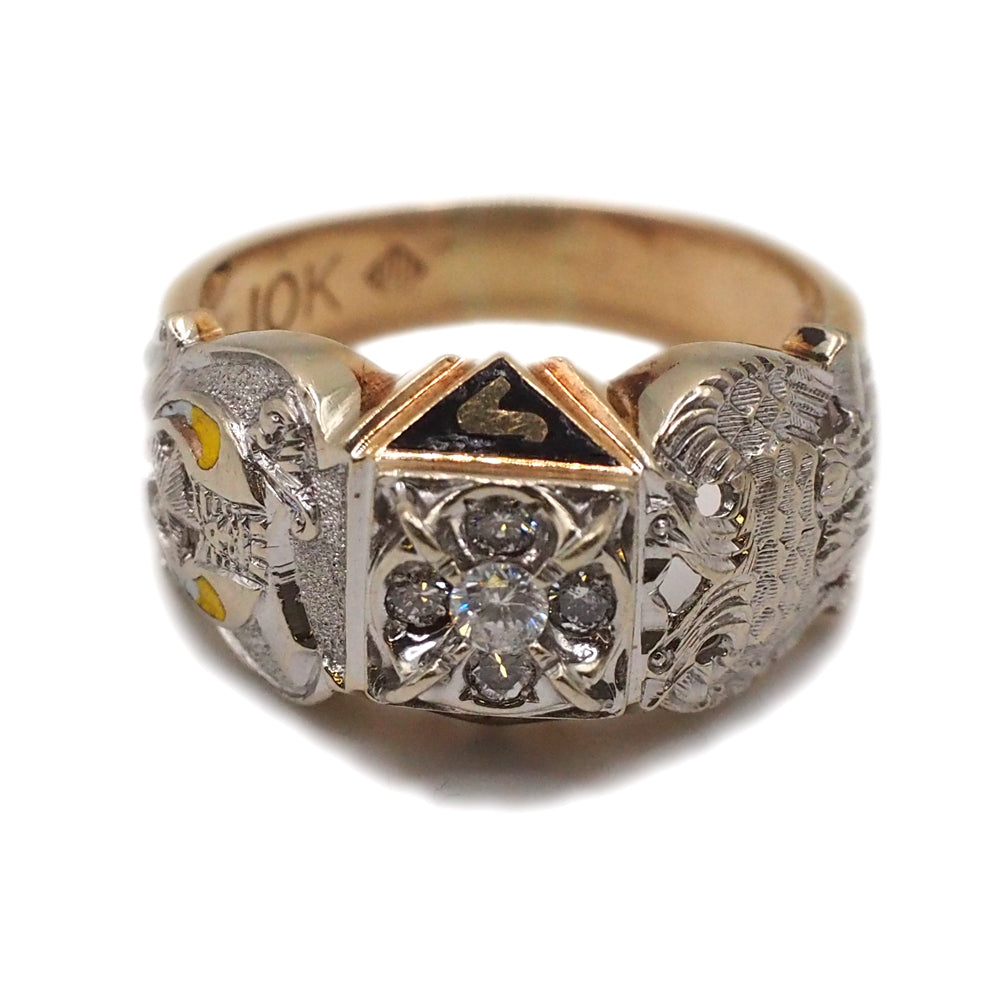 Vintage 10k Diamond Masonic Ring. Size 7-1/2. Double Eagle 32 Degree w/.35  ctw. | eBay