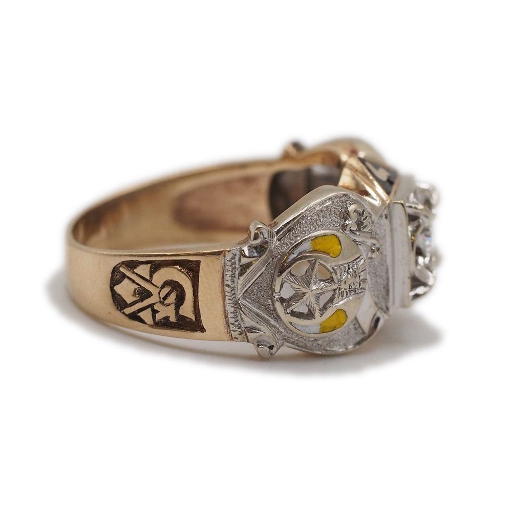Diamond Masonic Ring 32nd Degree Scottish Rite Shriners 10k Gold Ring