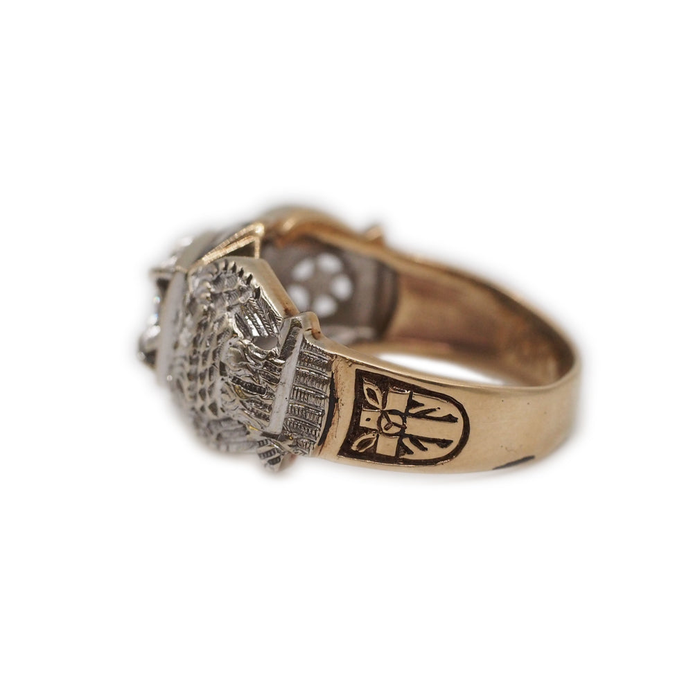 Diamond Masonic Ring 32nd Degree Scottish Rite Shriners 10k Gold Ring
