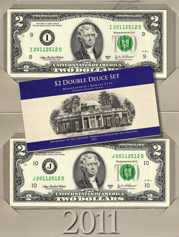 2011 Double Deuce Set - Matching Serials on $2 Notes