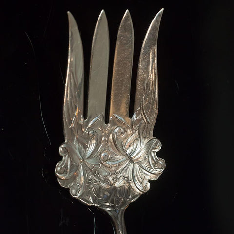 Durgin New Art Iris Sterling Silver Serving Fork - 8 3/4" Long
