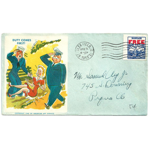 Apr. 5, 1943 - Duty Comes First Patriotic Cover Keesler Field, Miss CDS