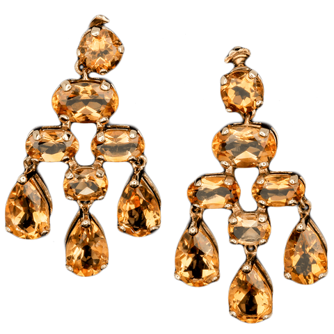 14K Yellow Gold Citrine Dangle Earings - Approximately 3.00 TCW