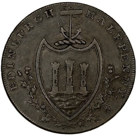 1791 Lothian Edinburgh Half Penny Conder Token - D&H 34 - Extremely Fine