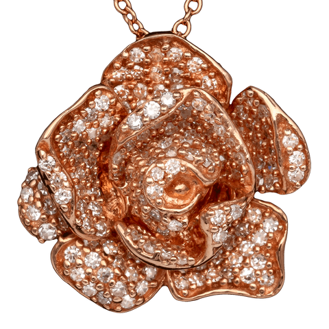 Effy 14K Rose Gold & Diamond Flower Pendant Necklace