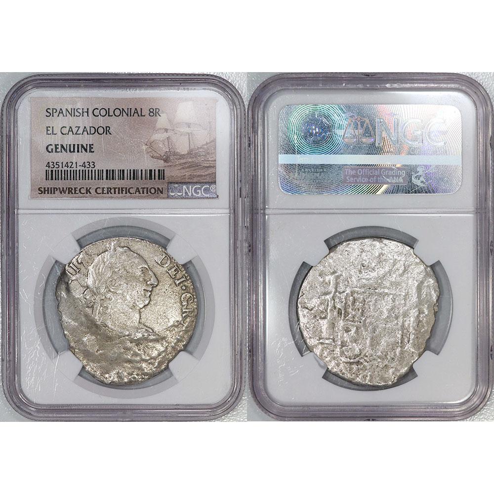 Mexico Silver 8 Reales El Cazador Shipwreck KM.106.2 - NGC Genuine