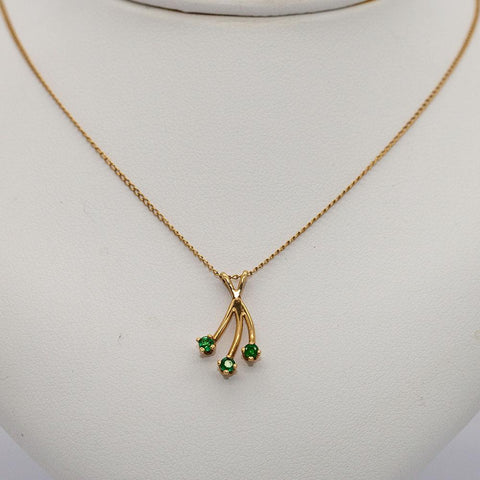 Pretty Little 14K Gold and Emerald Necklace - 15.5"