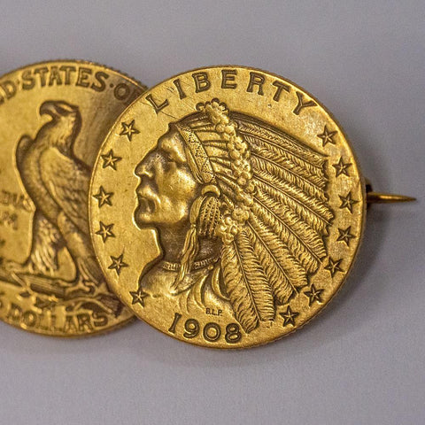 5-Coin $2.5 Indian Gold Quarter Eagle Pin - Exceptionally Well Made