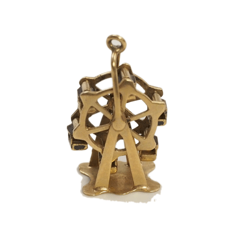Vintage Reticulated 14k Gold Ferris Wheel Charm With Enamel