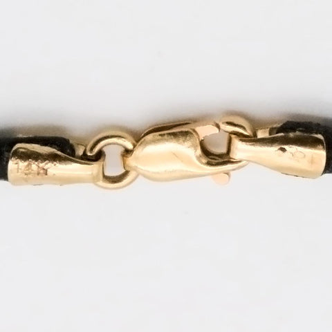 Two-Tone 14K Gold & Black Opal Flip Flop Pendant on 16" Black Leather & Gold Cord