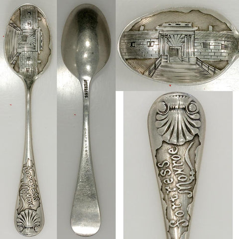 1891 Chapman & Jakeman Sterling Silver Fortress Monroe Souvenir Spoon