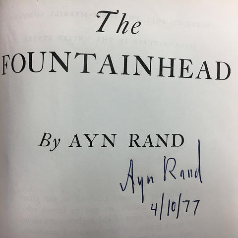 Signed Early Edition/Printing - The Fountainhead by Ayn Rand - 1943, Bobbs-Merrill