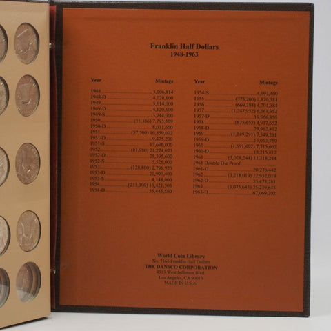 1948-1963 Franklin Half Dollar Set - XF to BU in DANSCO Album