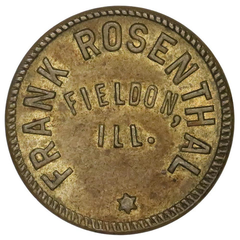 1917-1919 Fieldon, IL Frank Rosenthal 5¢ Trade Token - About Uncirculated