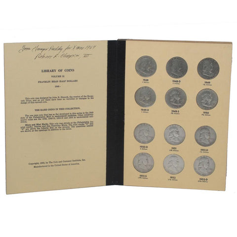 1948 to 1963 P-D-S Franklin Half Set (+1964 Kennedy) in Library of Coins Book